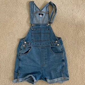 Urban Outfitters Denim Cuffed Short Overalls